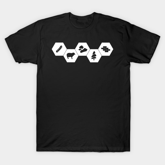 Settlers of Catan Minimalistic White T-Shirt by Meta Nugget